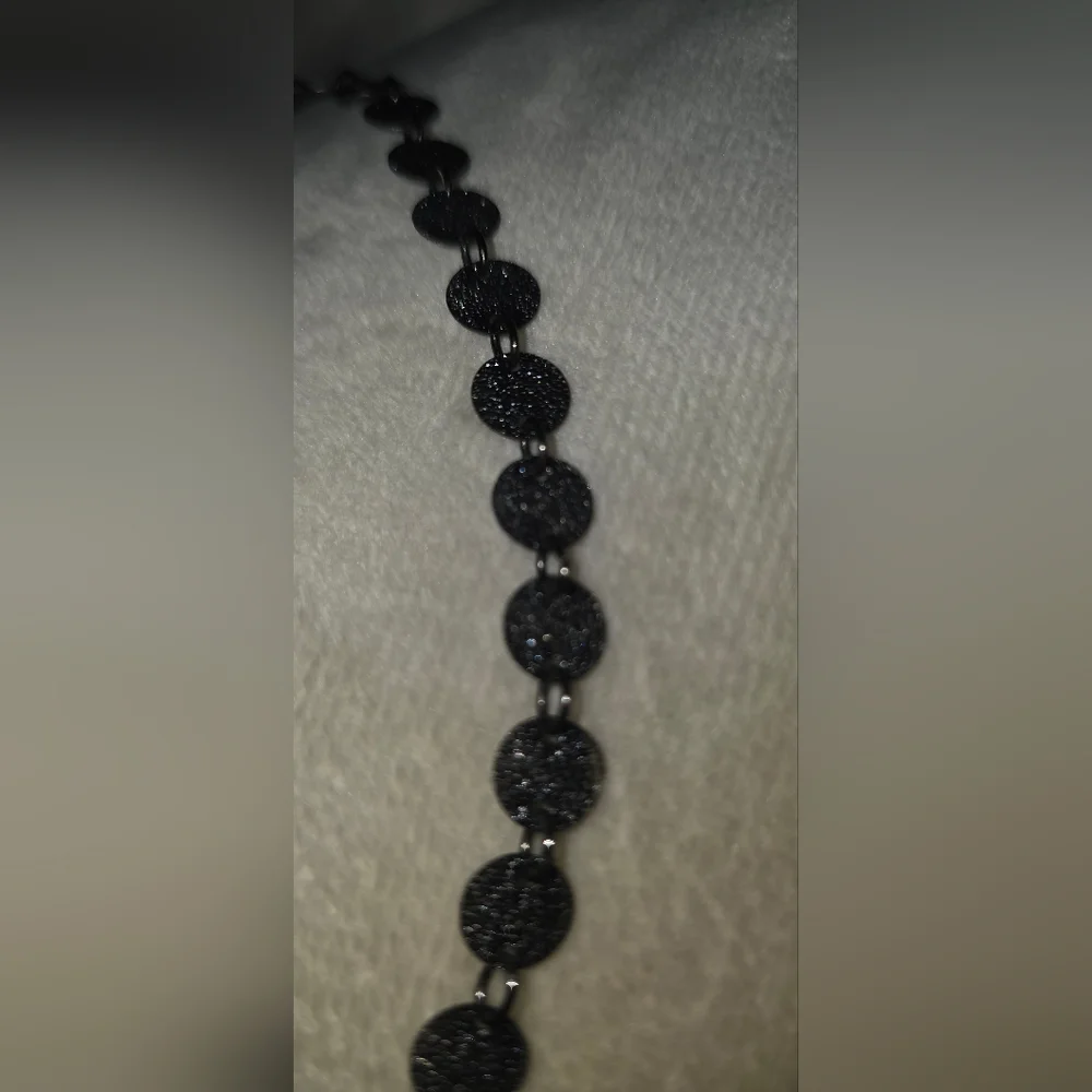 Boho Hammered Disc Coin Choker Necklace Dark Metallic Shimmer Collar
